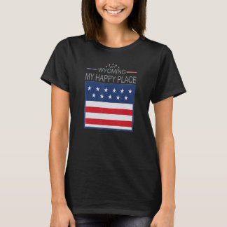 WY Wyoming Mitt Lyckliga Ställe USA Delstatsflagg T Shirt