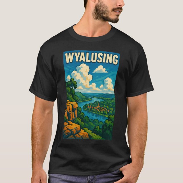 Wyalusing River Vista Wisconsins Overlook of Natur T Shirt (Framsida)