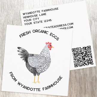 Wyandotte Chicken Farm Eggs QR-kod Fyrkantigt Visitkort