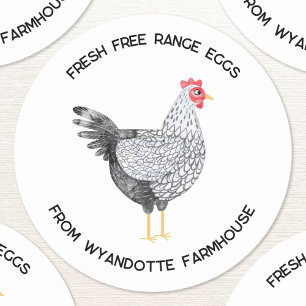 Wyandotte Chicken Fresh Free Range Eggs Runt Klistermärke