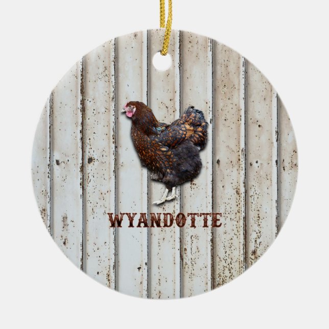 Wyandotte Chicken Julgransprydnad Keramik (Framsidan)