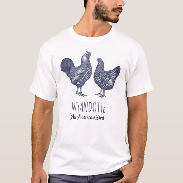 Wyandotte Chickens All American Bird T Shirt (Framsida)