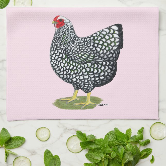 Wyandotte: Silver-laced Hen Kökshandduk (Vikta)