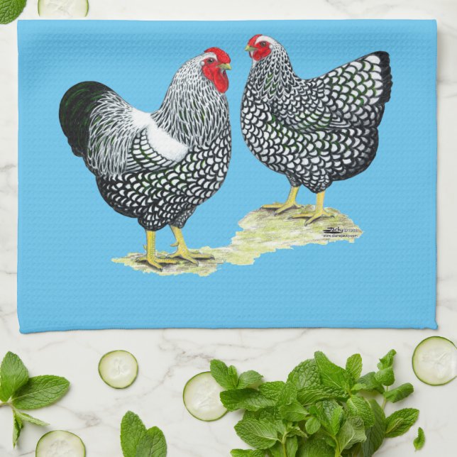Wyandottes Silver-laced Pair Kökshandduk (Vikta)
