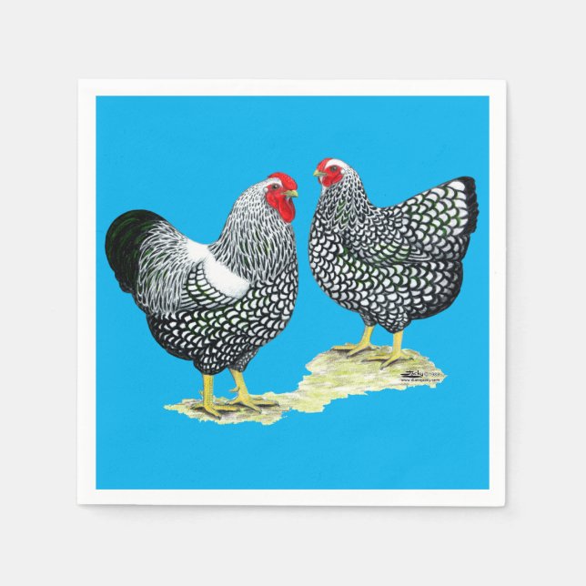 Wyandottes Silver-laced Pair Pappersservett (Framsidan)