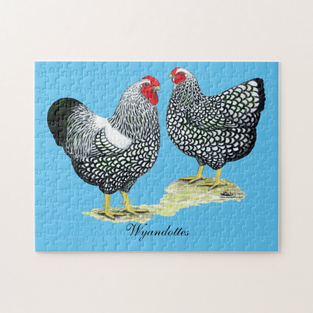 Wyandottes Silver-laced Pair Pussel (Horisontell)