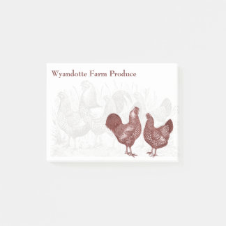 Wyandottes Vintage Red Chickens Land Farm Post-it Block