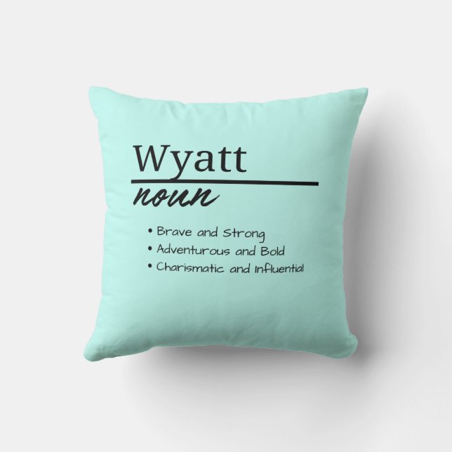 Wyatt, Boy Personlig Namn Definition Kudde (Baksida)