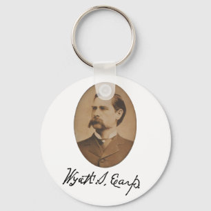 Wyatt Earp Porträtt och Namnteckning Nyckelring