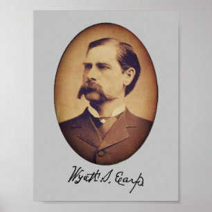 Wyatt Earp Porträtt och Namnteckning Poster