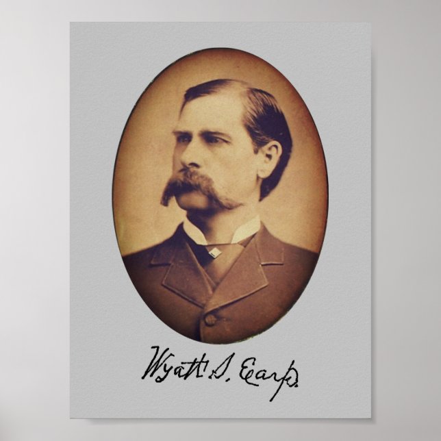 Wyatt Earp Porträtt och Namnteckning Poster (Framsidan)