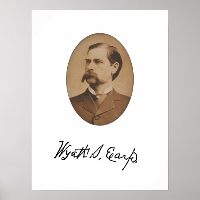 Wyatt Earp Porträtt och Namnteckning Poster (Framsidan)