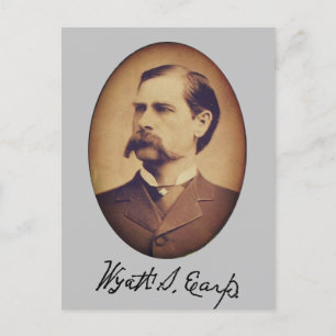 Wyatt Earp Porträtt och Namnteckning Vykort
