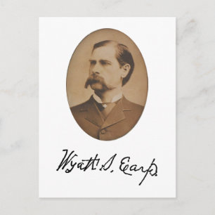 Wyatt Earp Porträtt och Signatur Postkort Vykort