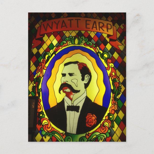 Wyatt Earp Stached Glass vykort (Framsida)