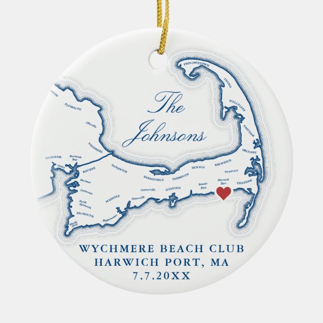 Wychmere Beach Klubb Bröllop Photo Första jul Julgransprydnad Keramik (Framsidan)