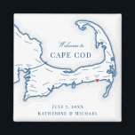 Wychmere Beach Klubb Destination Wedding Favor Magnet<br><div class="desc">Snabb och enkel beställning! De här Kap Cod karta-magneterna gör att underbara Wychmere Beach-Klubbens bröllopsfavoriter i din Harwich Port Cape Cod-destinationsäcksäck för bröllop. Flytta hjärtat genom att klicka på "Redigera med design verktyg" under "Anpassa". Perfekt för alla underbara bröllop-platser på Kap, inklusive Klubben vid New Seabury, Popponesset Inn, Wychmere Beach...</div>