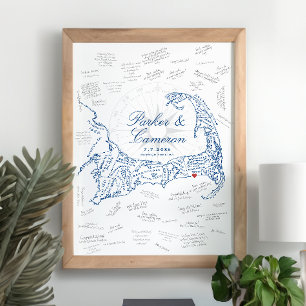 Wychmere Bröllop Cape Cod Kart Gästbok Poster