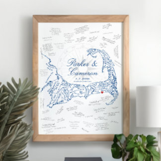 Wychmere Bröllop Cape Cod Kart Gästbok Poster