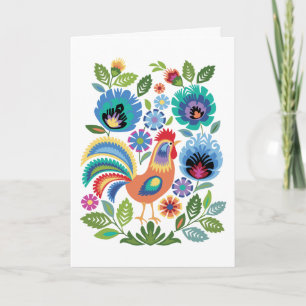 Wycinanki Tupp & Blommor, polsk folkmönster Kort