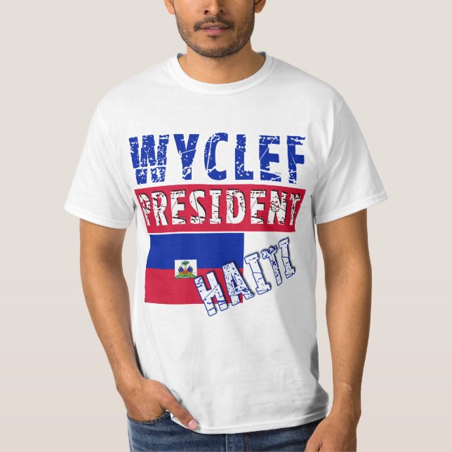 WYCLEF-presidentHaiti Tshirts, muggar, knäppas T-shirt (Framsida)