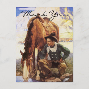 Wyeth's Cowboy vaktar hans häst Vykort