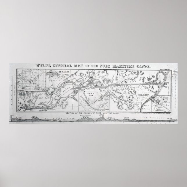 Wylds Officiell Karta vid Suez Maritime Canal Poster (Framsidan)