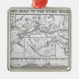 Wylds officiella karta av Suez den maritima Julgransprydnad Metall