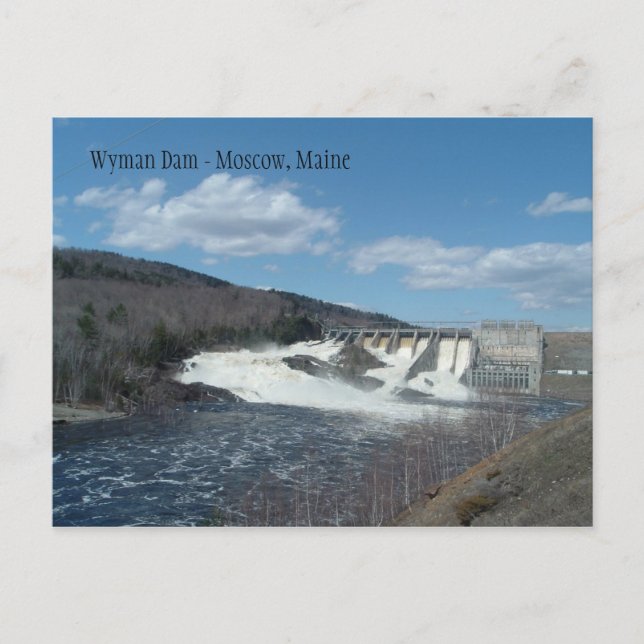 Wyman Dam Hydro Station, Moskva, Maine Vykort (Framsida)
