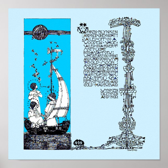 Wynken Blynken & Nod av Jessie Marion Kung Poster (Framsidan)