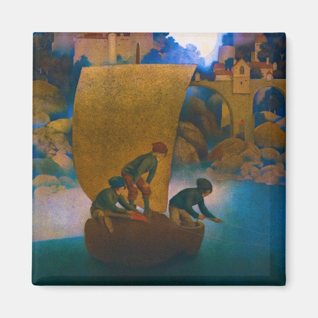 Wynken, Blynken och Nod, 1905 av Maxfield Parrish Magnet (Framsidan)