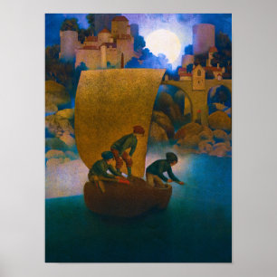 Wynken, Blynken och Nod, 1905 av Maxfield Parrish Poster