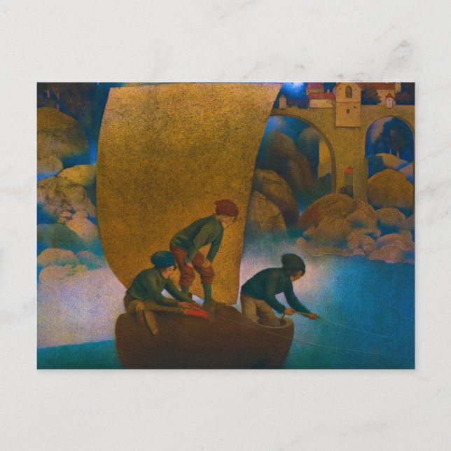 Wynken, Blynken och Nod, 1905 av Maxfield Parrish Vykort (Framsida)