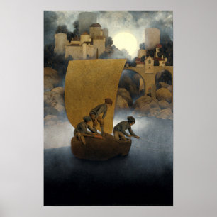 Wynken, Blynken och Nod av Maxfield Parrish 1902 Poster