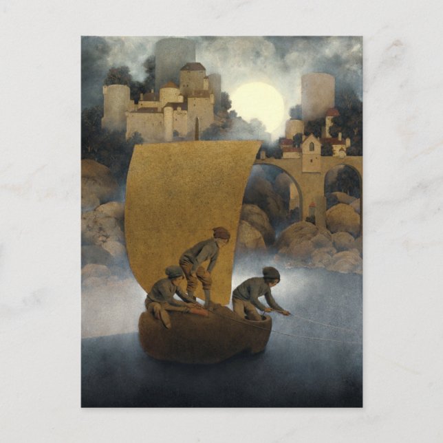 Wynken, Blynken och Nod av Maxfield Parrish 1902 Vykort (Framsida)