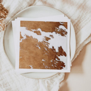 WYNONA Brown Cow Print Land Westernt Ranch-tema Pappersservett