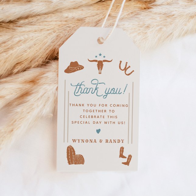 WYNONA Burnt Orange Boho Rodeo Cowboy Theme Gift T Presentetikett (Skapare uppladdad)