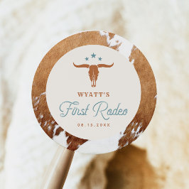 WYNONA First Rodeo CowboyFödelsedagsfest Runt Klistermärke