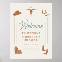 WYNONA Orange Blå Cowboy Par Dusch Välkommen