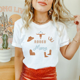 WYNONA Orange & Teal Cowgirl Rodeo Mamma T Shirt
