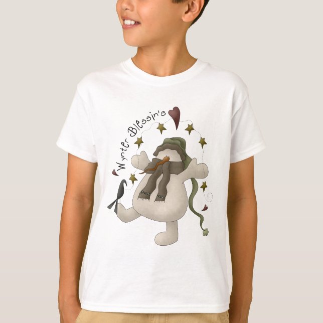 Wynter Blessin's Snögubbe Barn Sweatshirt Tee Shirt (Framsida)
