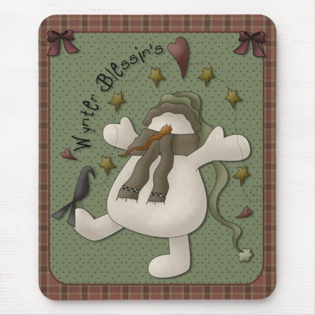 Wynter Blessin's Snögubbe Mousepad Musmatta (Framsidan)