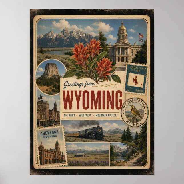 Wyoming Äkta Vintage Stil Poster (Framsidan)