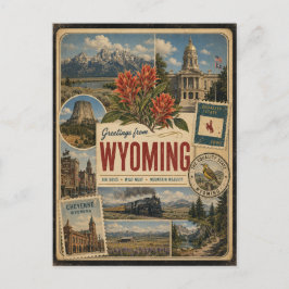 Wyoming Äkta Vintagestil Vykort