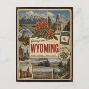 Wyoming Äkta Vintagestil Vykort