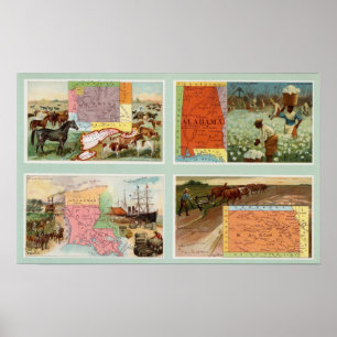 Wyoming, Alabama, Louisiana, Kansas Poster