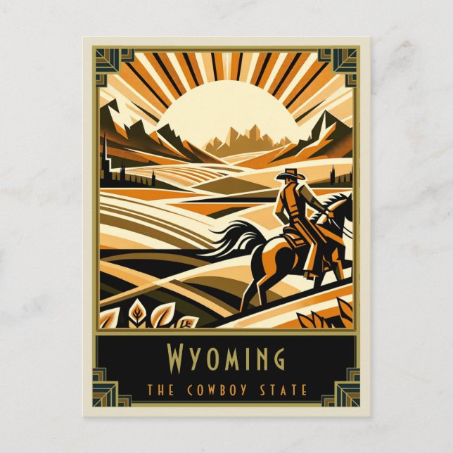 Wyoming | Art Deco Vykort (Framsida)