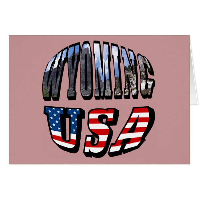Wyoming Bild och USA flagga Text Hälsningskort (Framsidan Horizontal)
