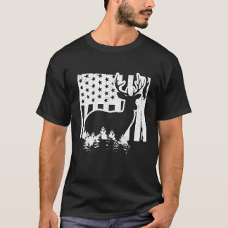 Wyoming Elk Hunting State Karta US Flagga Patrioti T Shirt