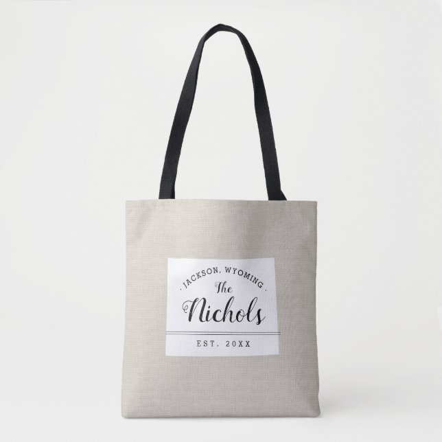 Wyoming Family Monogram State Tote Bag Tygkasse (Framsida)